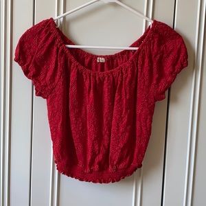 Hollister cropped red shirt